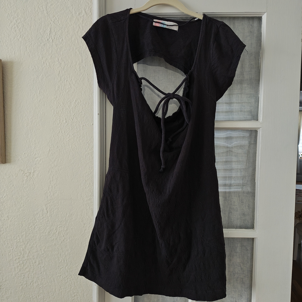 Free People Black Tie-Back Swim Coverup